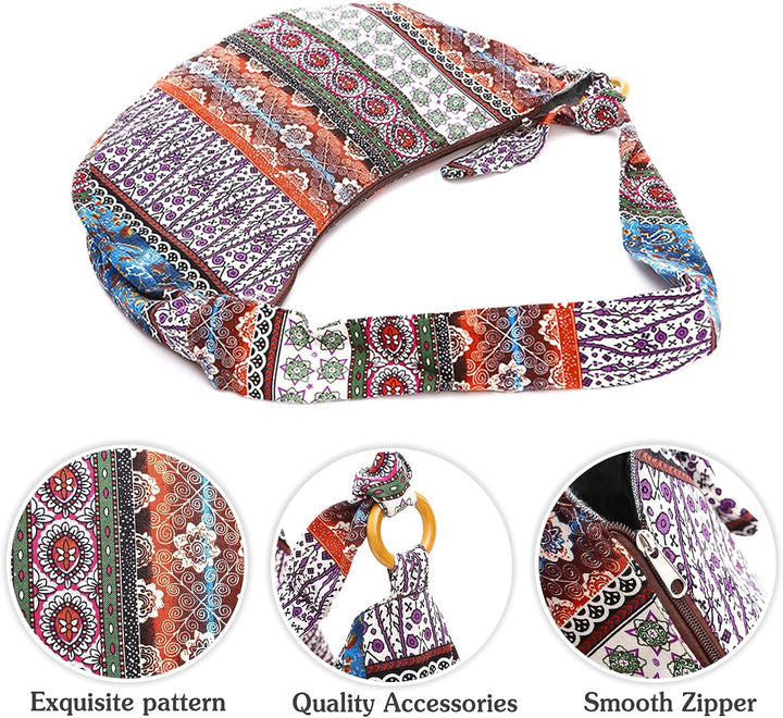 PORRASSO Hippie Umhängetasche Damen Schulterbeutel Leicht Schultertasche Tote für Reise Strandschule