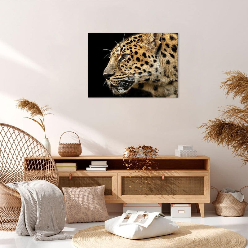 Bilder auf Leinwand Tiere Leopard wilde Katze wilde Tiere Leinwandbild 70x50cm Wandbilder Dekoration