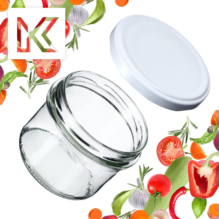 KADAX 20er Set Marmeladengläser 235ml TO82 Weiss, Einmachgläser Vorratsgläser Mason Jar mit Schraubd