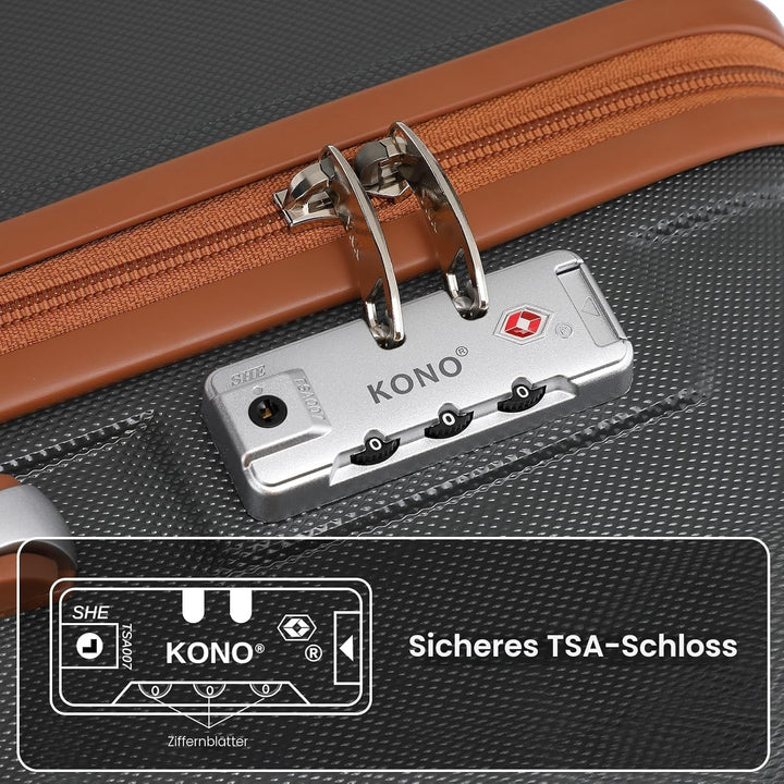 KONO Kofferset Reisekoffer Set Gepäcksets 6 Teilig, Koffer Set mit Beautycase Kosmetikkoffe mit Hand