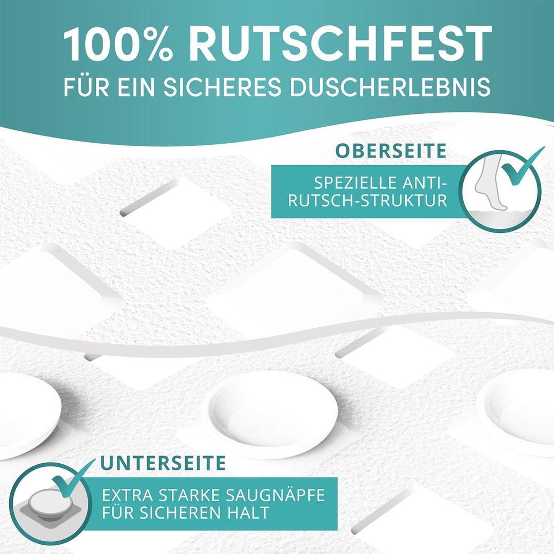 Engelbach® Duschmatte rutschfest 53x53cm - Inklusive Haken zum Aufhängen - 100% BPA-frei - Antirutsc