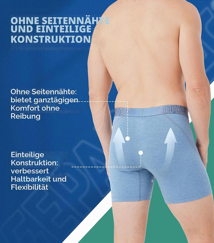 Separatec Herren Boxershorts Glattes Bambus Rayon mit getrennten Beuteln Unterwäsche 3er Pack Boxers