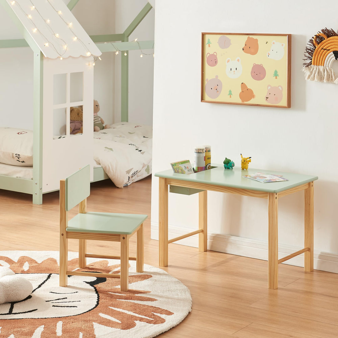 [en.casa] Kinderschreibtisch Set mit Stuhl Skjåk Kindertisch mit integriertem Fach Schreibtischstuhl