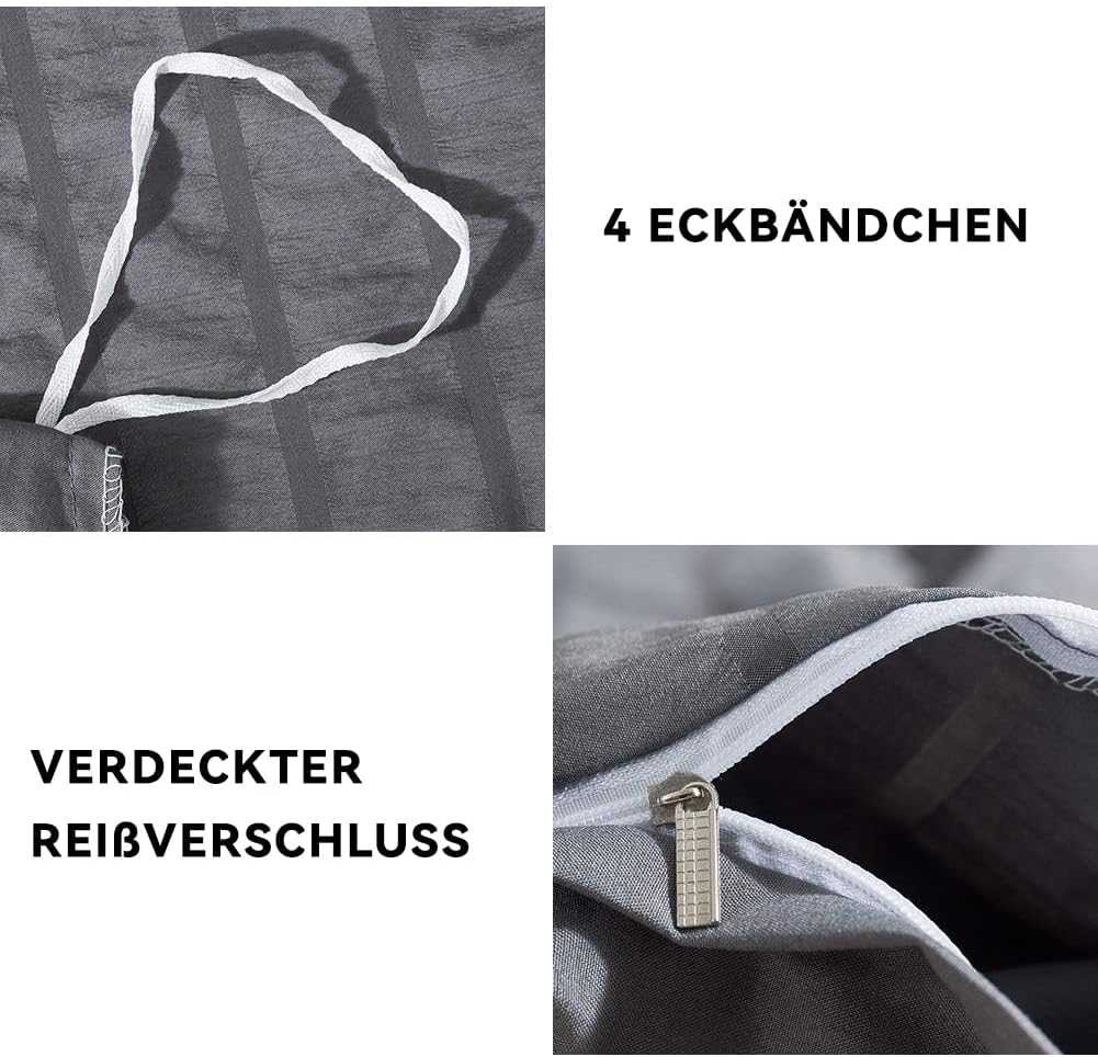 Boqingzhu Seersucker Bettwäsche Grau 200x220cm Sommer Atmungsaktiv Kühlende Wende Bettwäsche Set Bet