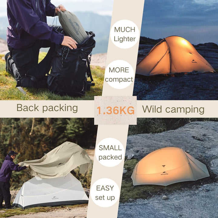 Naturehike Cloud Up Pro Zelt, 2024 Upgrade, ultraleichte Zelte, 1,75 kg (Alles Zubehör im Lieferumfa