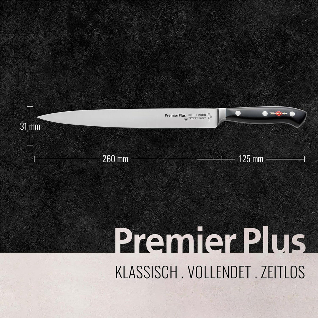 F. DICK Premier Plus Tranchiermesser (Klingenlänge 26 cm, Kochmesser, Universalmesser, Küchenmesser,