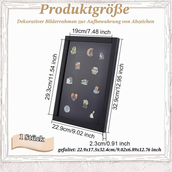 OLYCRAFT 22.8x32.9 cm Anstecknadel-Vitrine Medaillen-Vitrine Holz-Bilderrahmen Schrank Broschensamml