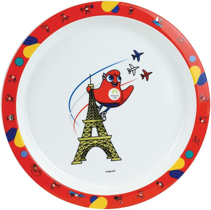 FUN HOUSE Olympique Games Paris 2024 Geschirrset JO 6 Teller 22 cm, 6 Schalen 16 cm und 6 Gläser 220
