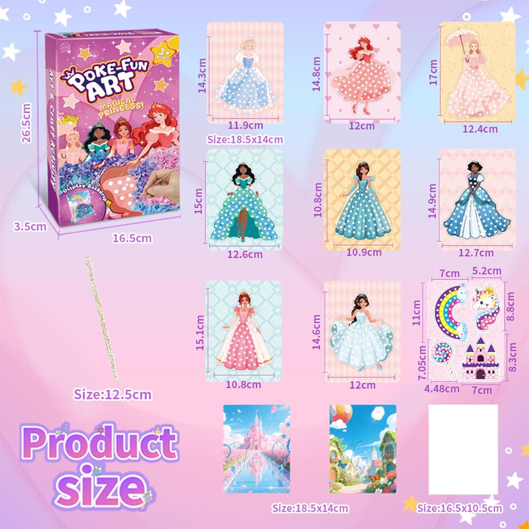Afufu Poke-in Art Bastelset Kinder 3-12 Jahre, DIY Kindertagsgeschenke Mädchen mit 8 Prinzessinnen &