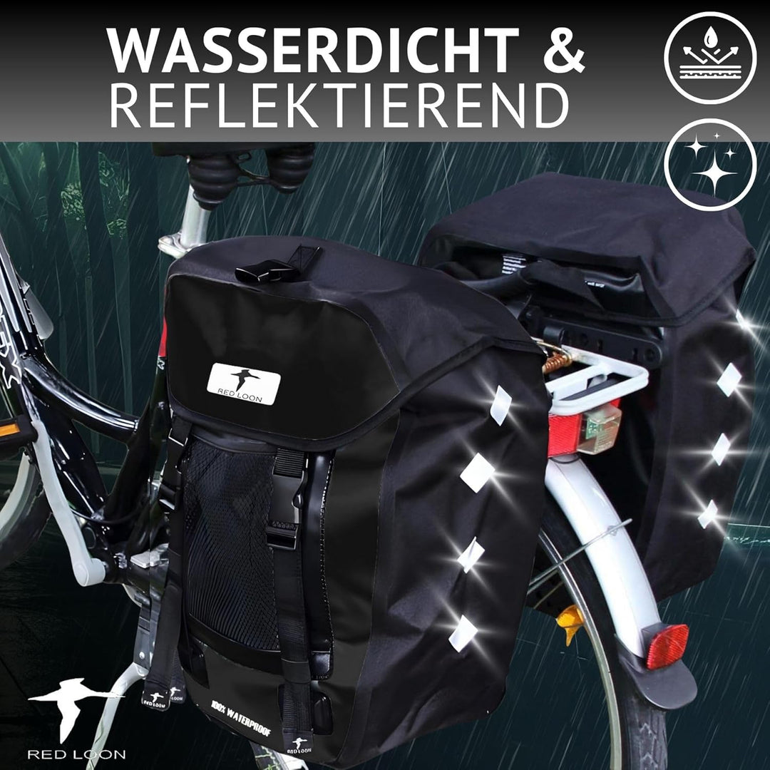 Red Loon 2 x Pro robuste Fahrradtasche aus LKW-Plane – wasserdichte Doppelpacktasche für Gepäckträge