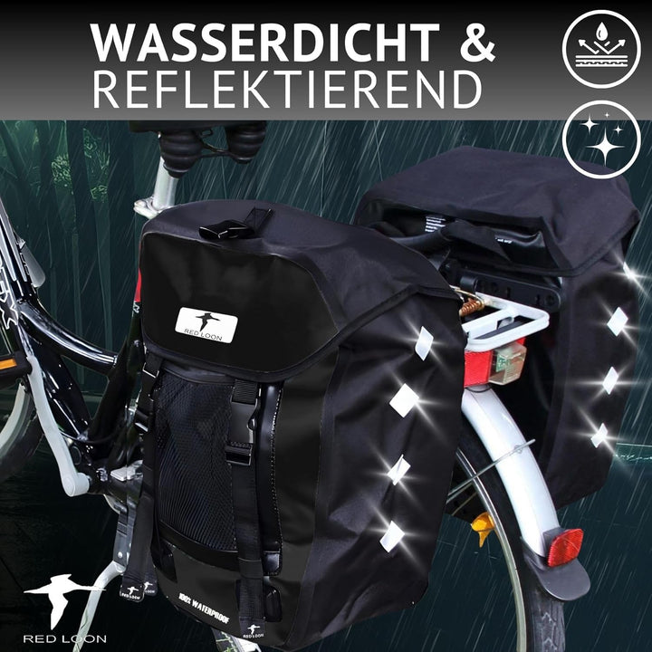 Red Loon 2 x Pro robuste Fahrradtasche aus LKW-Plane – wasserdichte Doppelpacktasche für Gepäckträge