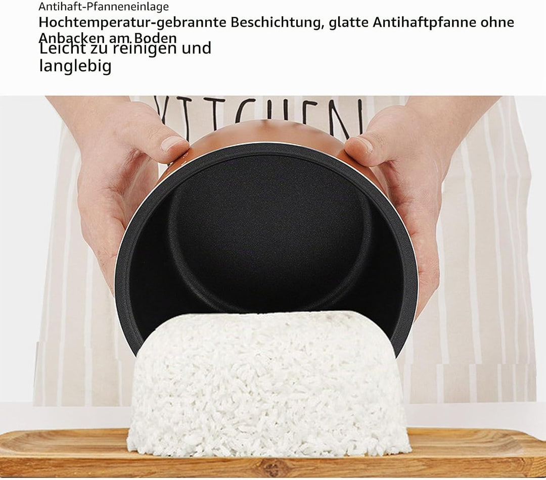 Mini-Reiskocher, 2 L Kleiner Reise-Reiskocher 12 V für das Auto, mit Innentopf-Dampfkorb, Antihaftbe