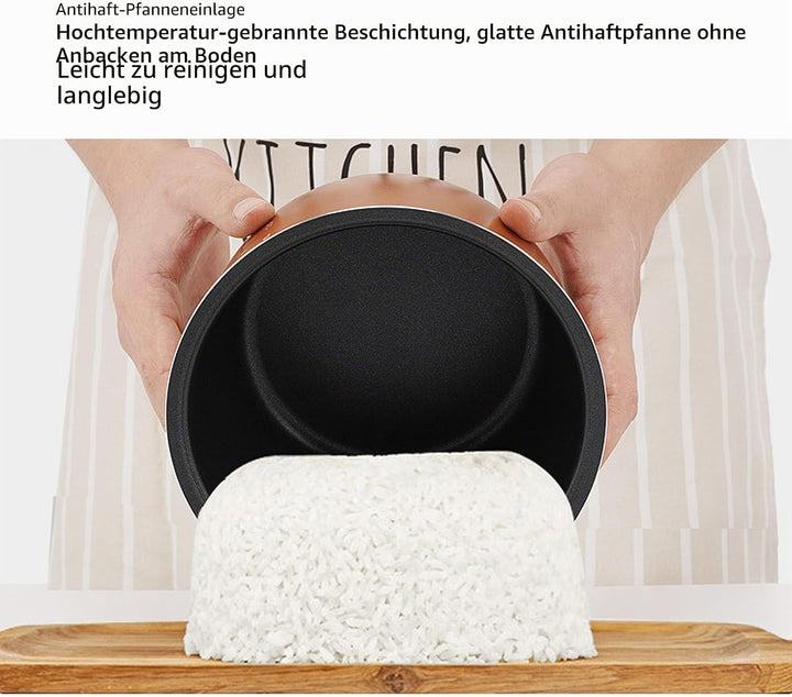 Mini-Reiskocher, 2 L Kleiner Reise-Reiskocher 12 V für das Auto, mit Innentopf-Dampfkorb, Antihaftbe