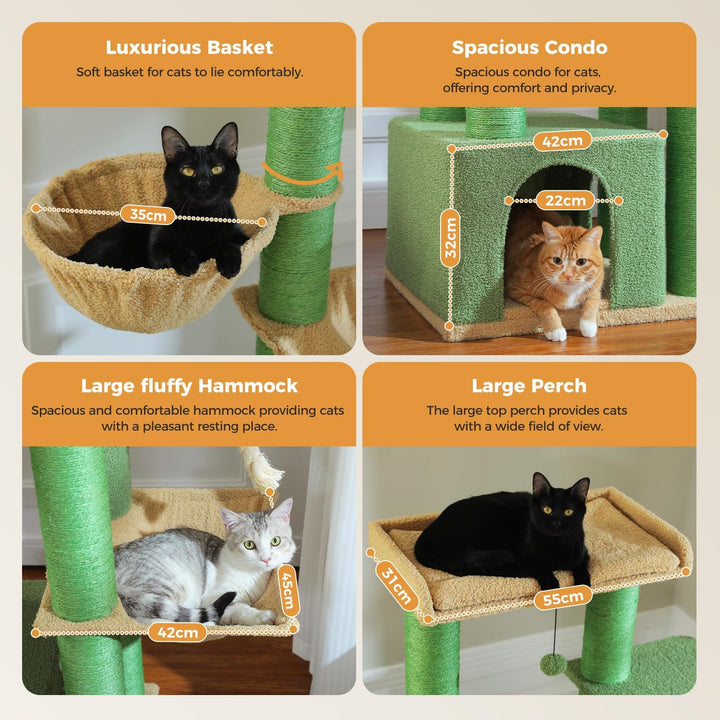 PAWZ Road Kratzbaum Grosse Katzen stabil mit Mehreren Ebenen, Hängematte,13 Sisalpfosten(φ11cm), Gro