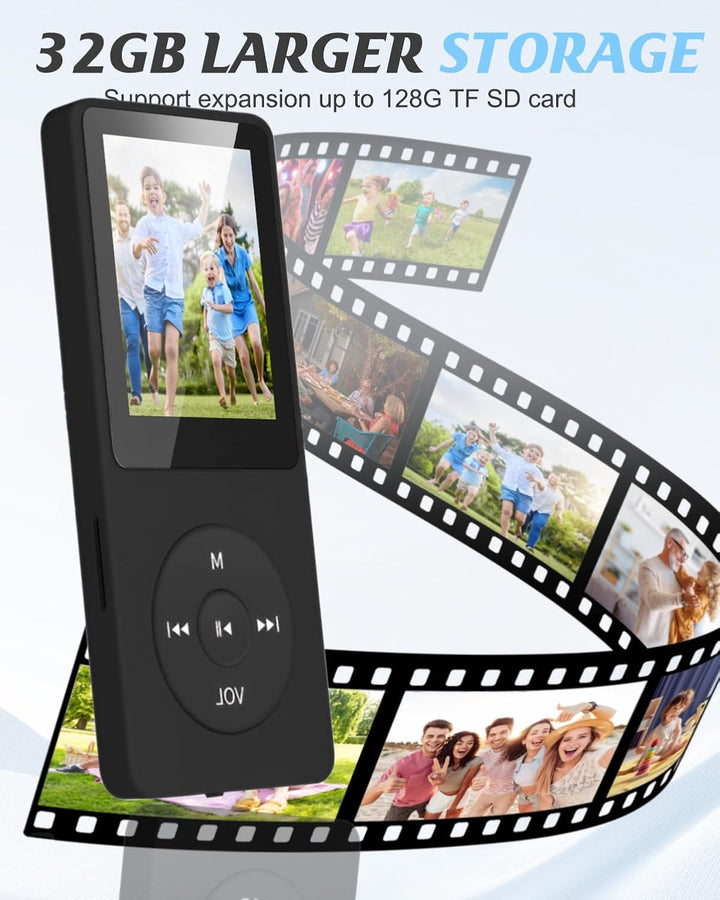 Bluetooth 5.0 MP3 Player verlustfreier Musik-Player, 32GB Speicher, Tragbarer Digitaler MP3 Player,