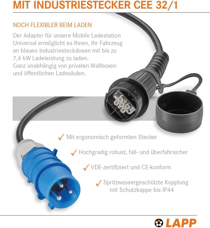 Lapp Mobility CEE Ladeadapter Universal / 7,4kW / 32A / verbindet die Lapp Ladestation