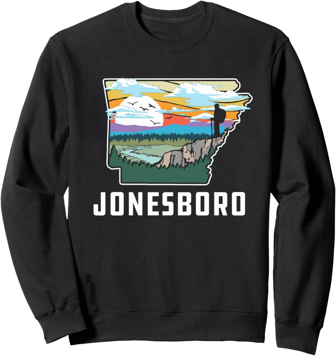 Jonesboro Arkansas Outdoor & Nature State Retro Illustration Sweatshirt