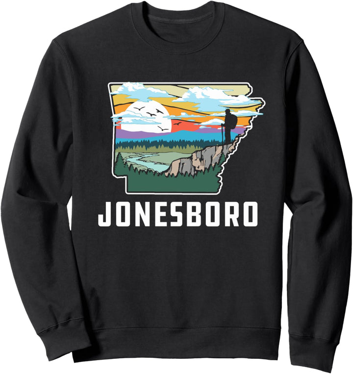 Jonesboro Arkansas Outdoor & Nature State Retro Illustration Sweatshirt
