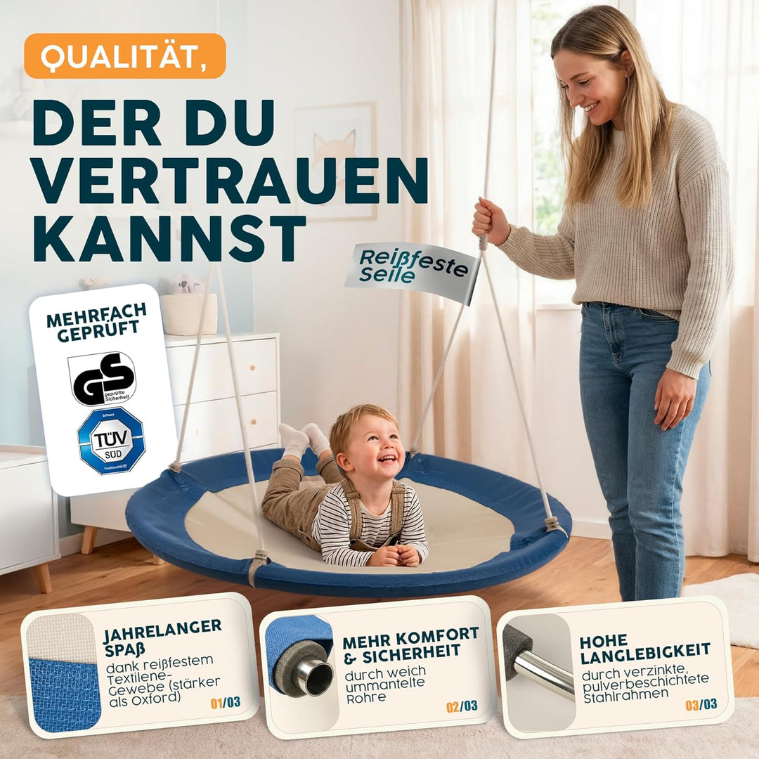 Nestschaukel Outdoor - [inkl. Abdeckhaube] - TÜV/GS geprüft - Höhenverstellbare Schaukel Outdoor und
