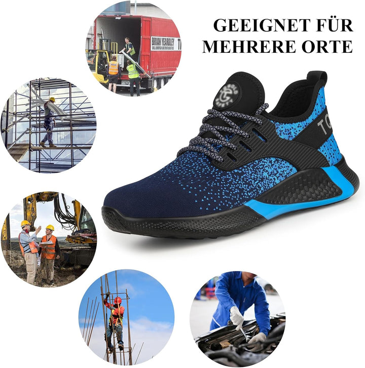AONETIGER Sicherheitsschuhe Herren Damen Leicht Arbeitsschuhe Stahlkappe Sportlich Schutzschuhe Atmu