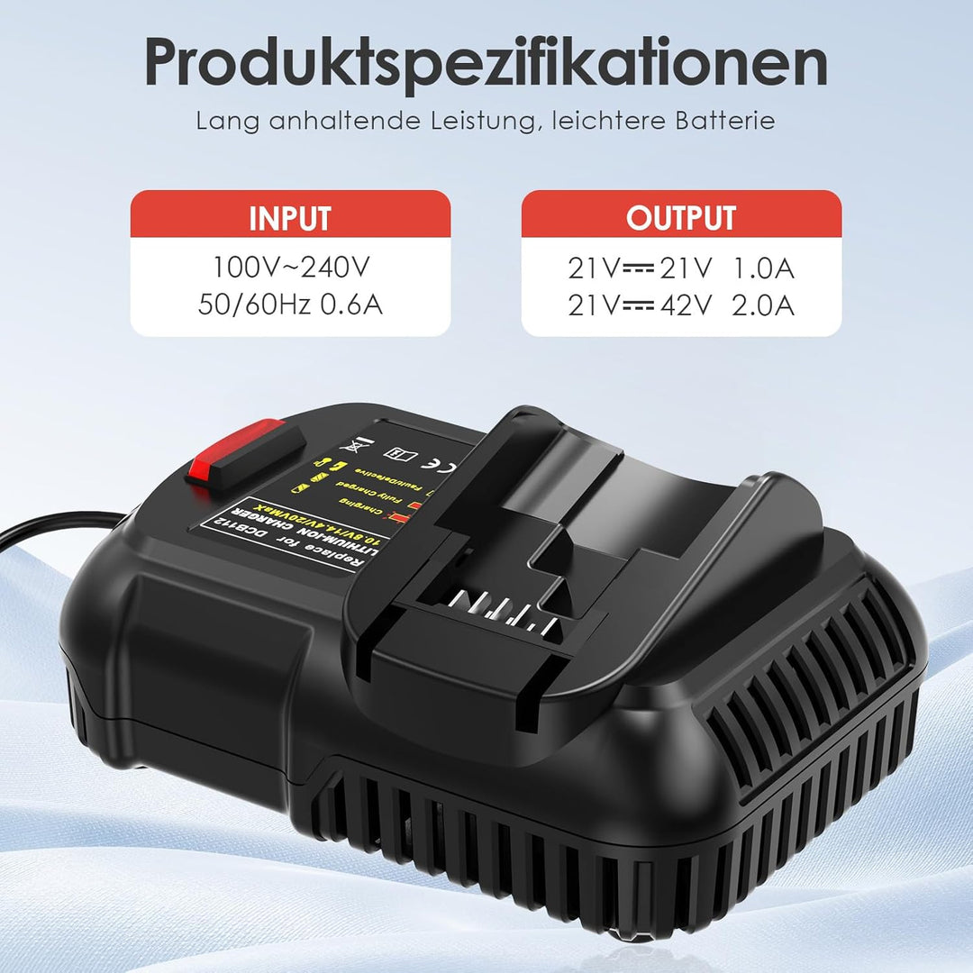 10.8V-18V Ladegerät Für DeWalt Li-Ion Akku DCB112 DCB115 XR Multi Voltage, Schnell Ladegerät Kompati