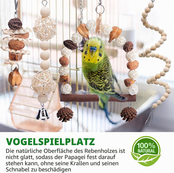 Papageienspielzeug - Vogelspielzeug,6 Stück Papagei Kauspielzeug,Vogelkäfig Schaukelspielzeug,Kauspi