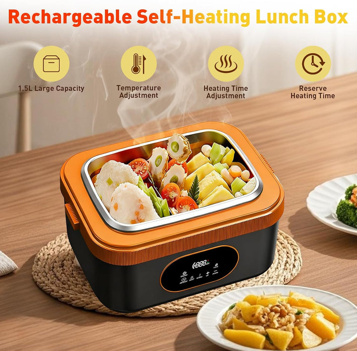 2025 Upgrade Beheizte Lunchbox Wiederaufladbare Selbstheizende 1.5L Tragbare Elektrische Lunchbox fü