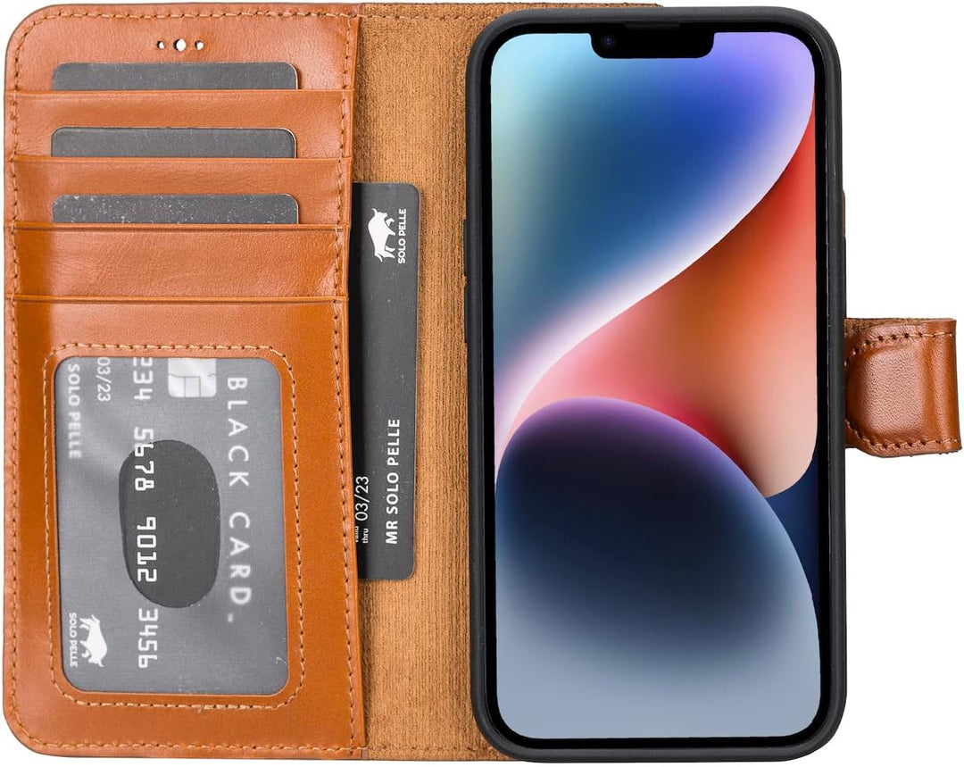 Solo Pelle Lederhülle kompatibel für iPhone 14 in 6.1 Zoll abnehmbare Hülle (2in1) inkl. Kartenfäche