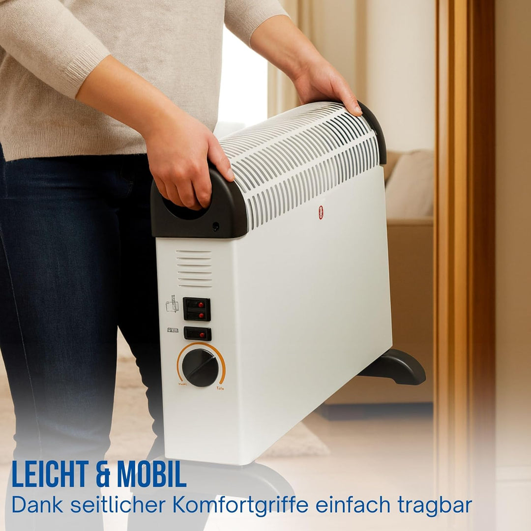 elasto – Heizlüfter "Kompakt" 2000W inkl. Turbogebläse für 20-30 m² – tragbares Heizgerät mit Thermo
