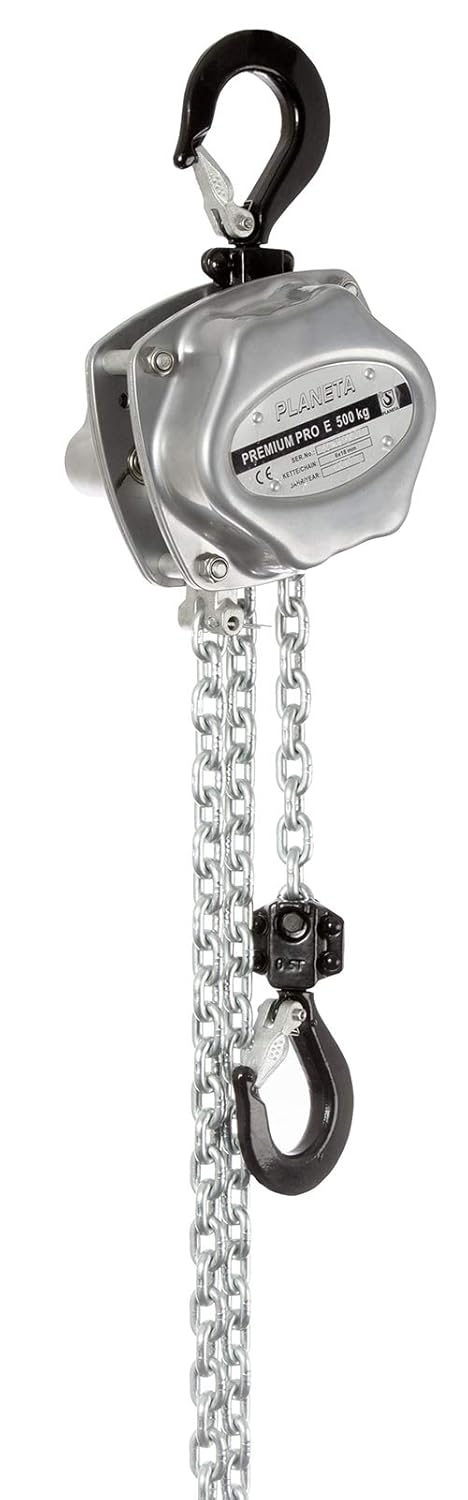 PLANETA PREMIUM PRO E Flaschenzug, Tragfähigkeit 500 kg, Hub 5 m, Antrieb durch Akkuschrauber, Indus