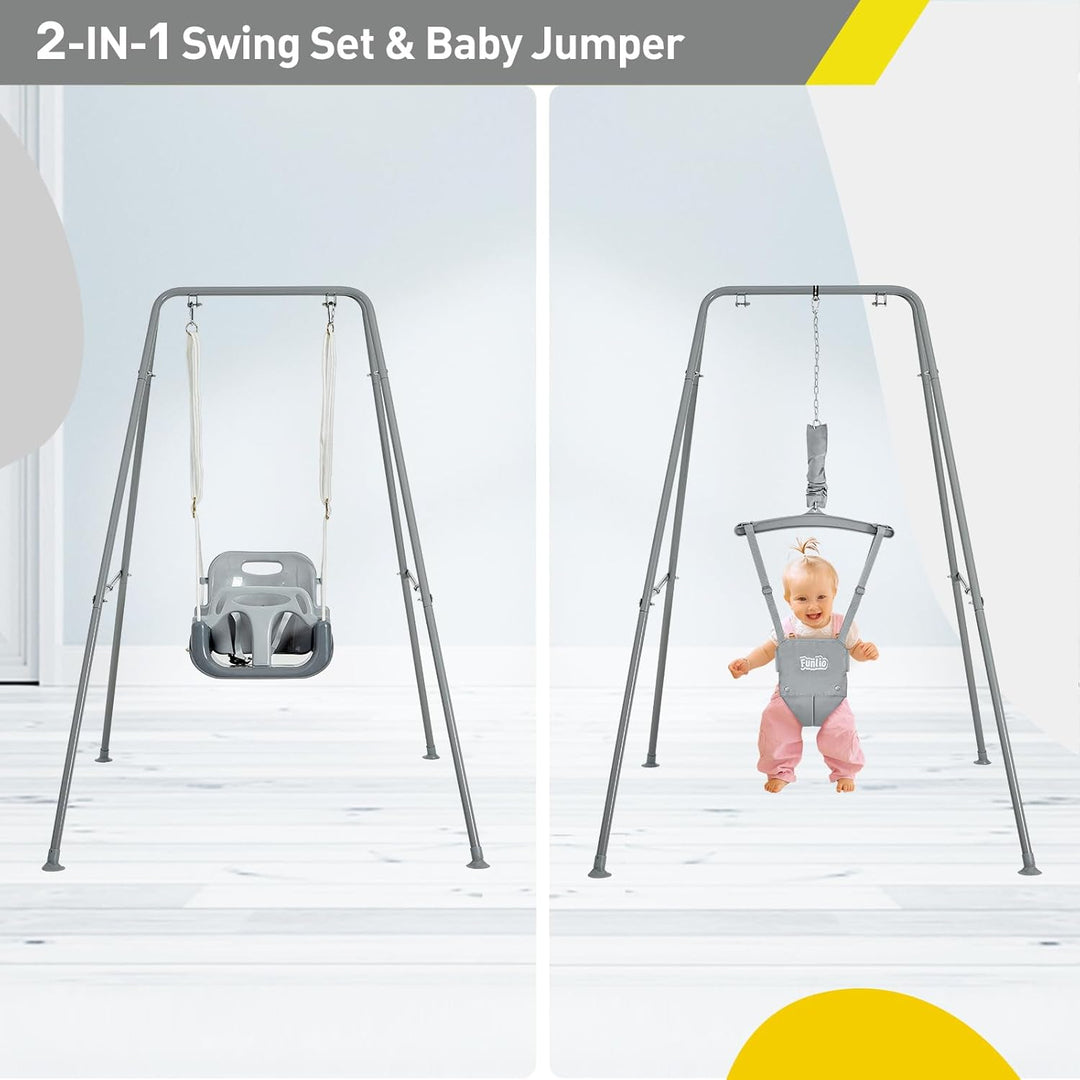 FUNLIO 2-in-1 Schaukeln Set und Baby Türhopser für Kleinkinder, Schaukelset für Kinder mit 4 Sandsäc