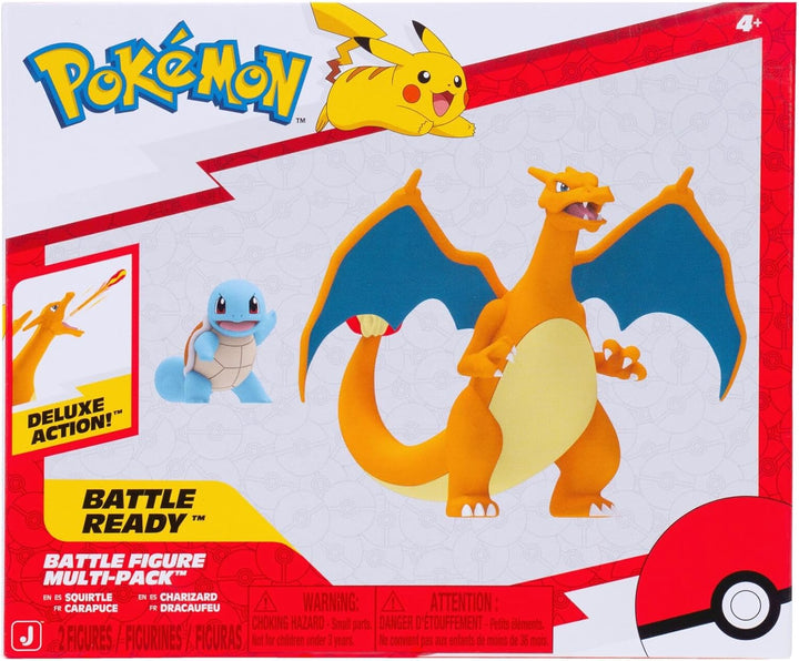 Pokémon PKW2283 - Battle Pack Flamme &amp; Wasser Glurak und Schiggy | 11,5 cm Glurak und 5 cm Schiggy B
