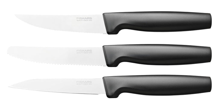 Fiskars Kleines Messer-Set, 3-teilig, Functional Form, Schälmesser, Allzweckmesser & Tischmesser, Fu
