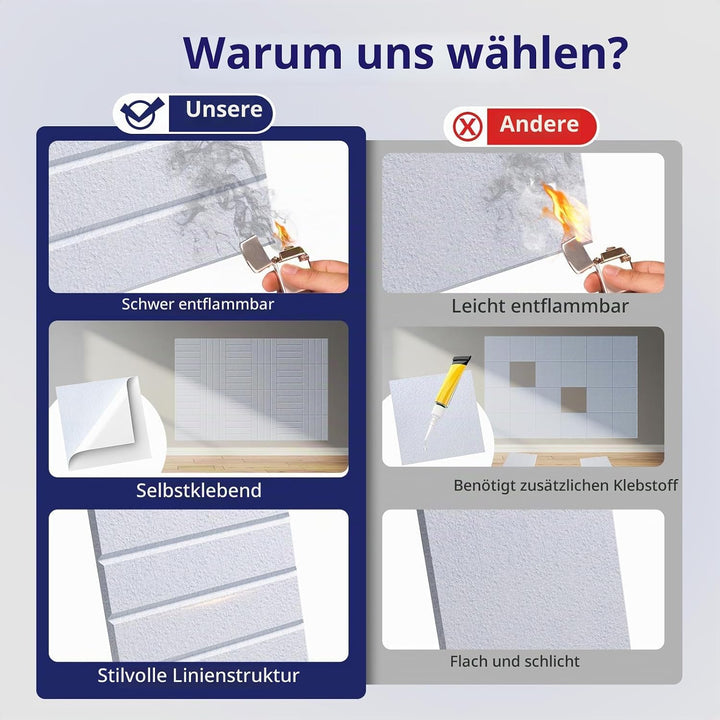 Vieshful 10 Stück Akustikpaneele Selbstklebend – 30x30x1cm Schallschutzplatten &amp; Wandpaneele selbstk