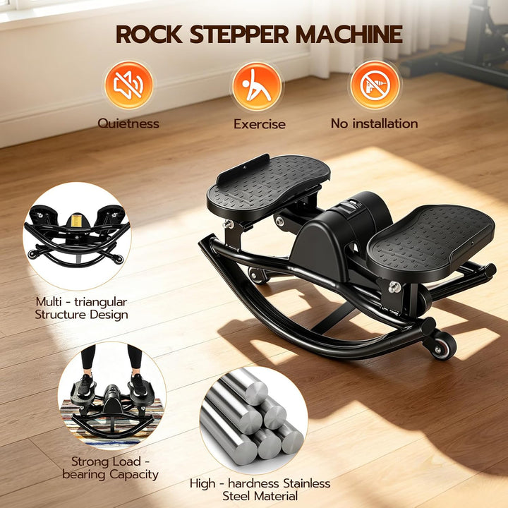 Seitwärts-Stepper, Rock Stepper für das Training zu Hause, Fitness-Stepper mit Widerstandsbändern un