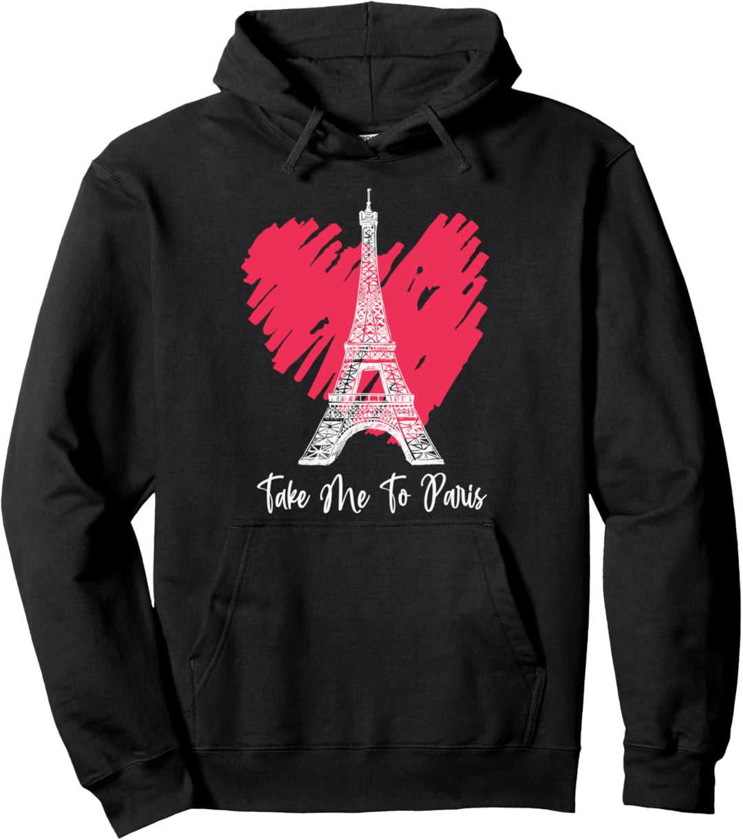 Vintage Paris and Eiffel Tower Gifts T'aime Paris Pullover Hoodie