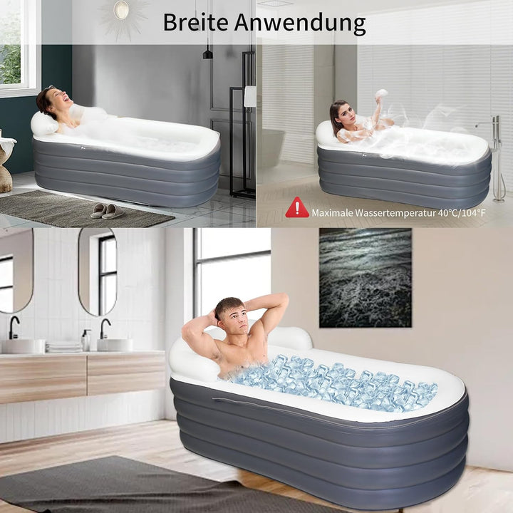 Aufblasbare Einweichbadewanne für Erwachsene, grosse tragbare Eisbadewanne, Spa, Einweichwanne mit R