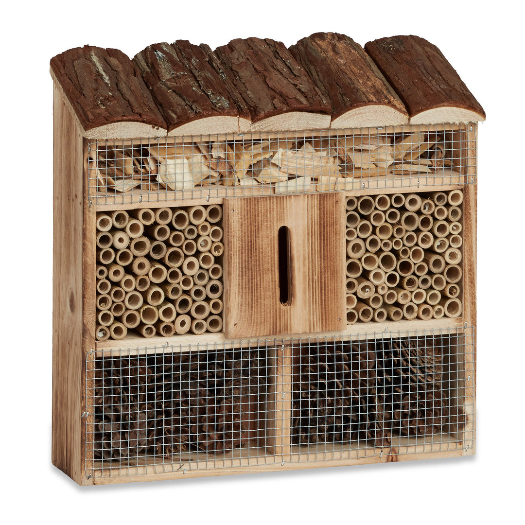 Relaxdays Insektenhotel Zum Aufhängen, Bienenhotel, Schmetterlingshaus, Geflämmtes Holz, HBT: 31 x 3