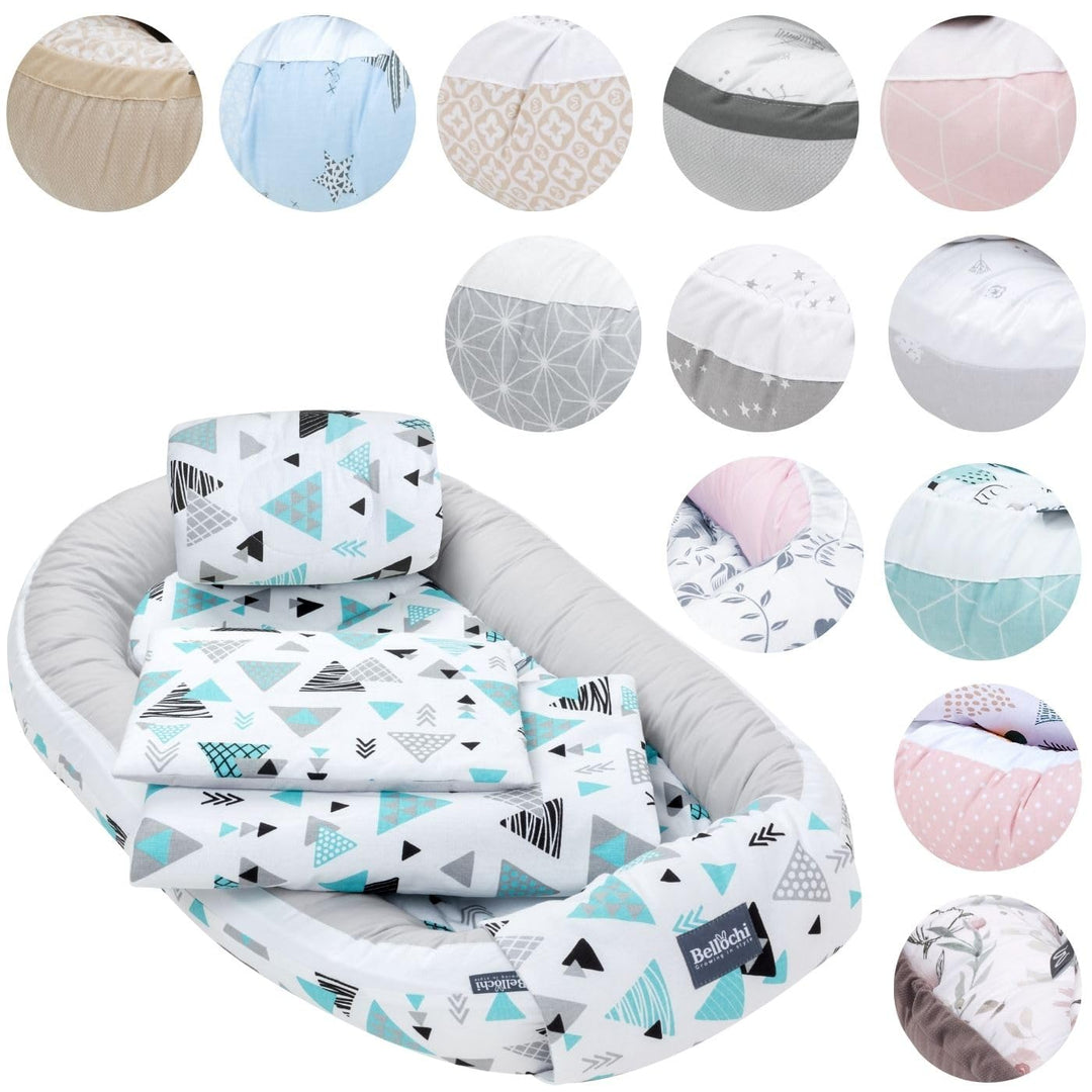 5tlg. Kuschelnest-Set inkl. Babynest 60x90 , Arm Stillkissen, Baby Matratze 30x70 cm, Baby Decke Neu