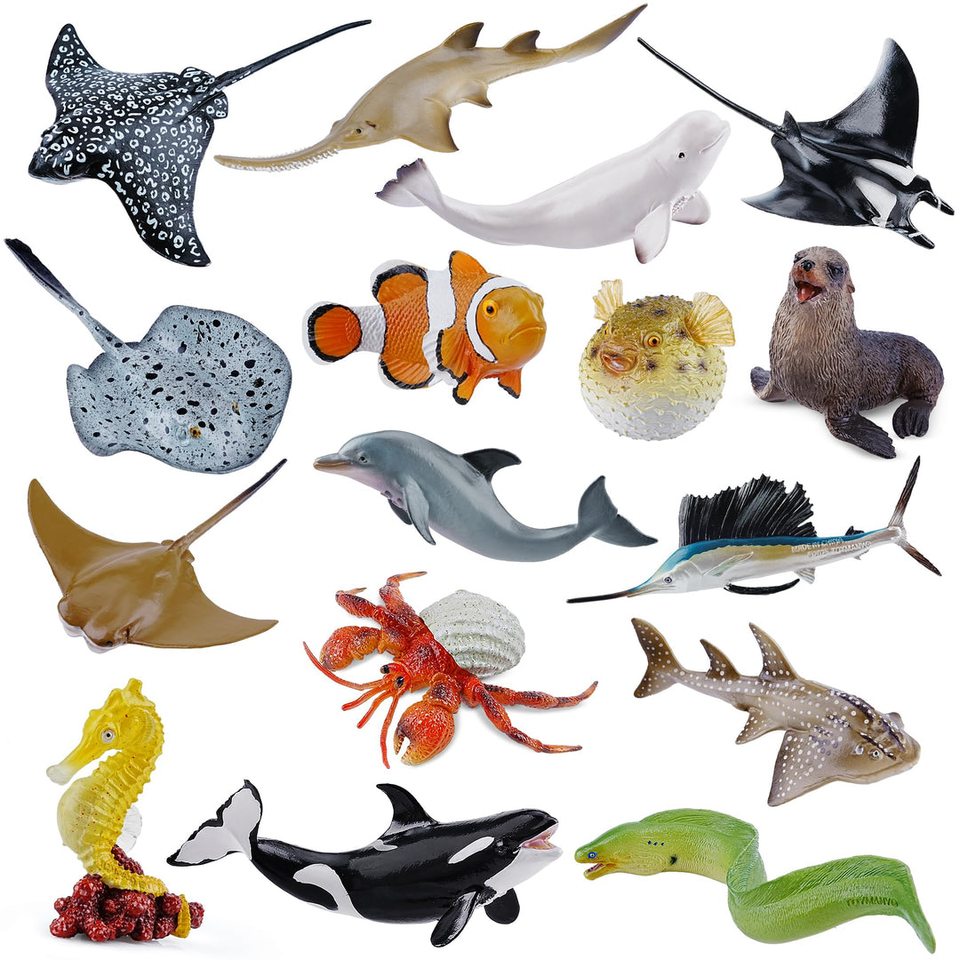 TOYMANY 16 Stück Meerestierfigurenset Ocean Spielfiguren Spielzeug 16Stück Meerestiere, 16Stück Meer