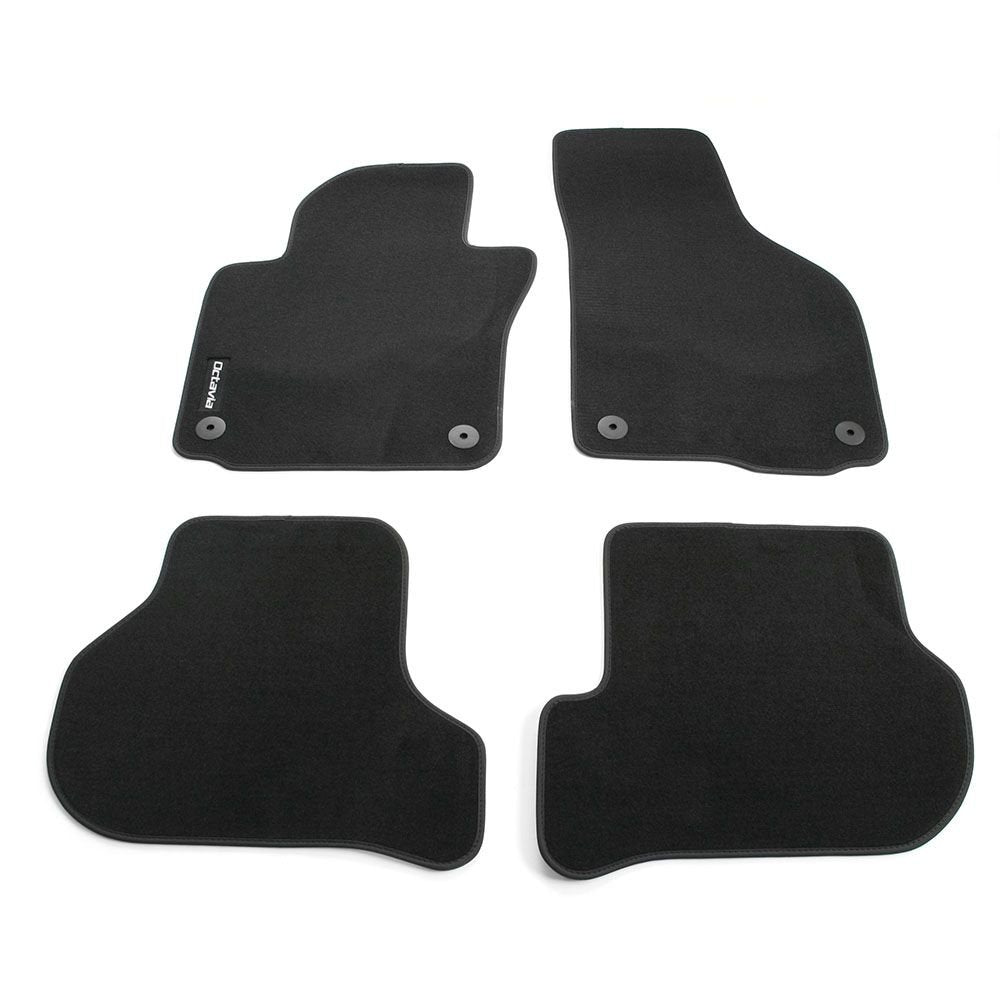 Skoda 1Z1061270 Prestige Textil Fussmatten 4X Stoffmatten Premium schwarz mit Octavia Schriftzug