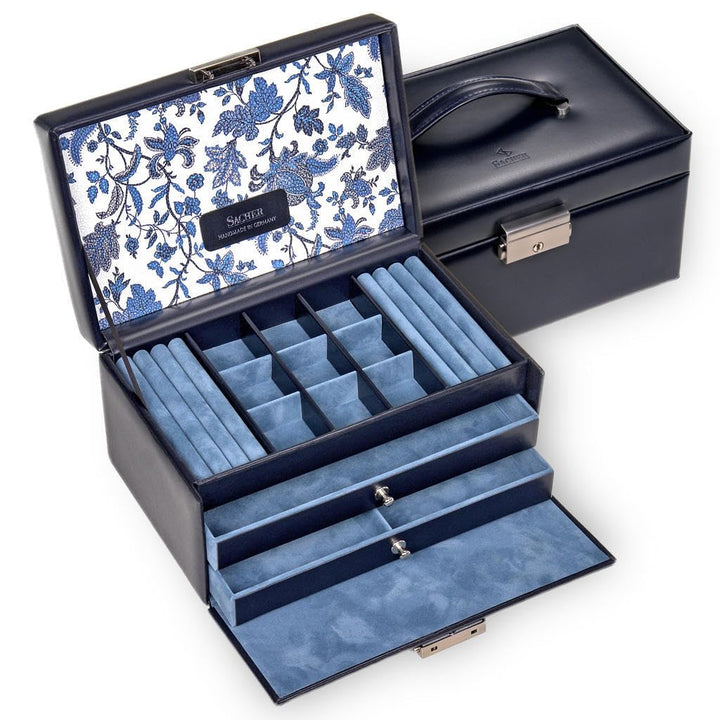 Schmuckkasten Elly florage/navy (Leder)