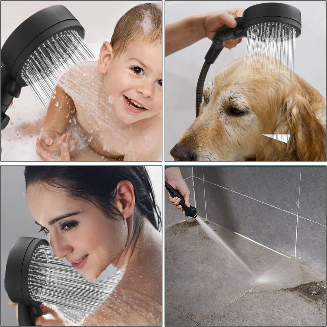 Duschkopf Handbrause Wassersparend Duschbrause mit Schlauch Halterung Brausekopf Dusche Schwarz Spar