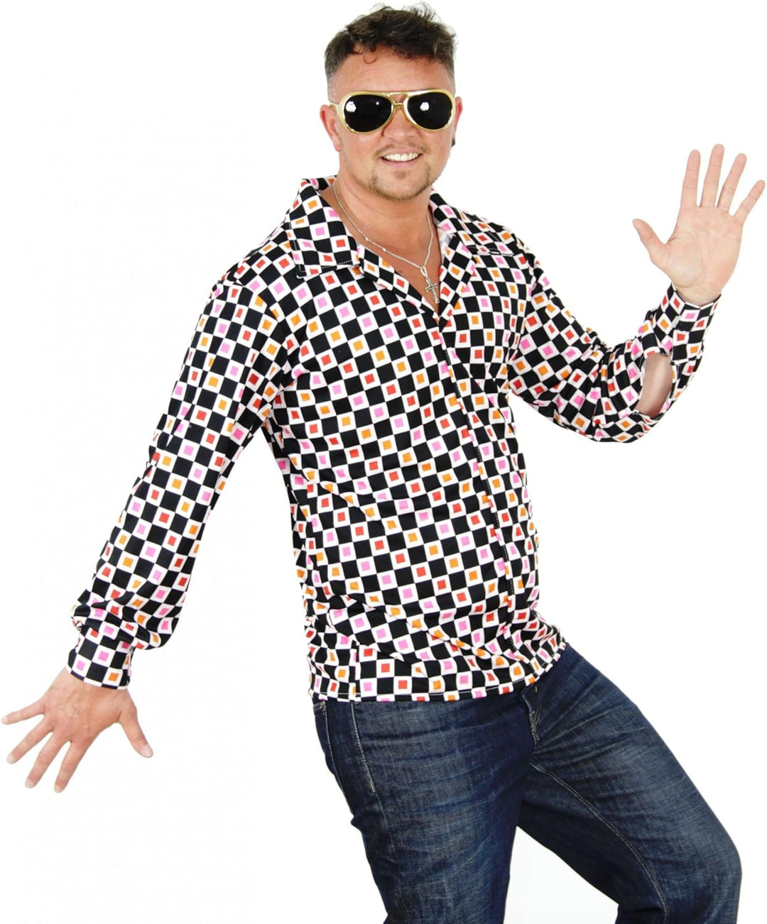Cooles 60er 70er Jahre Hippie Hemd für Herren Karneval Fasching Party Grösse M M Mehrfarbig, M Mehrf
