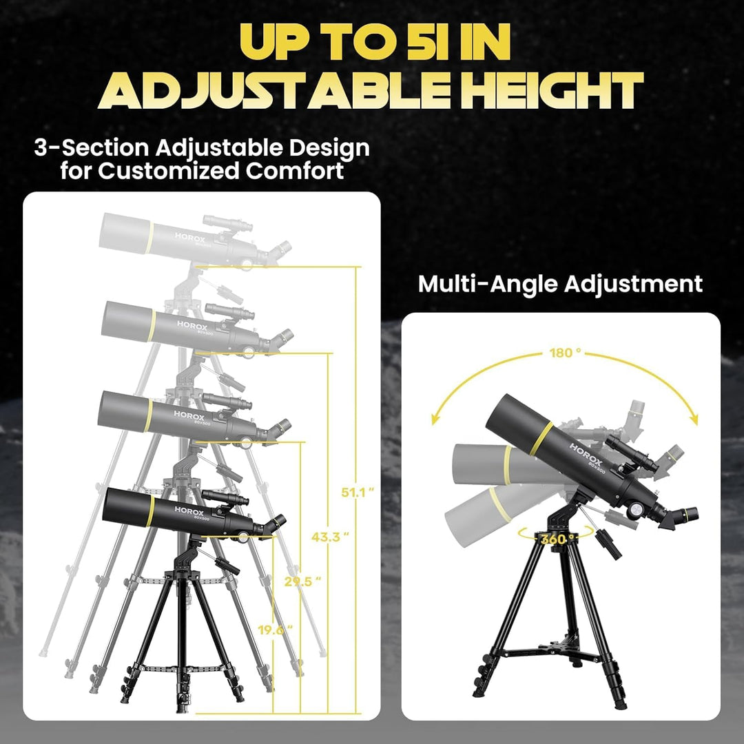 Teleskop 80mm Öffnung 500mm Refraktor Teleskop für Erwachsene, Teleskop für Kinder Anfänger w. Pro S