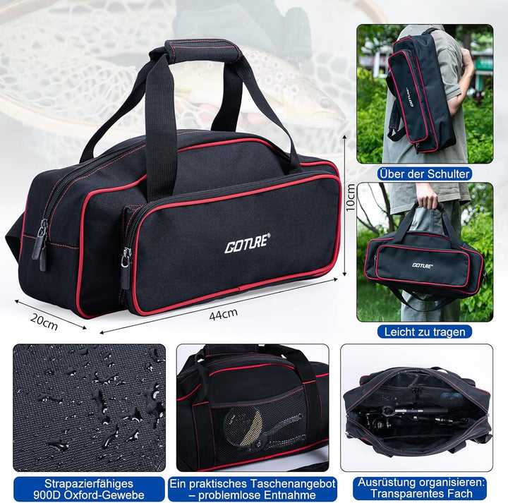 Goture Angelset mit 2 Teleskop-Angelruten (24T), Teleskopangel/Angelrute Set Komplett 2 5.2:1 Spinnr