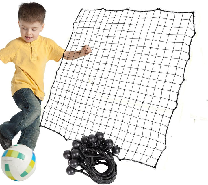 Fussball-Rebounder-Netz – Ersatznetz für Sportbälle, 100 x 100 cm, mit 20 elastischen Seilen, Fussba