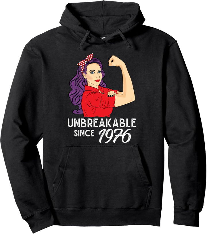 45 Geburtstag Geschenk für Frauen Unbreakable Since 1976 Pullover Hoodie