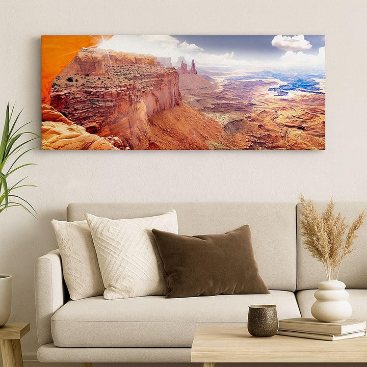 ARTTOR Bilder auf Leinwand 100x40cm Leinwandbild Amerika arizona schlucht geologie Gross Wanddeko Bi