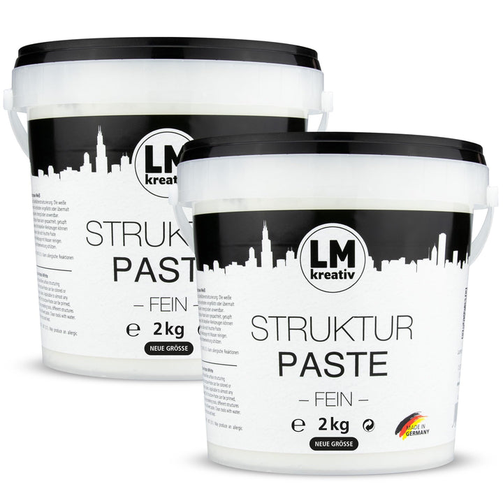 LM Strukturpaste fein 2 x 1,7 kg | Texture Paste | Modellierpaste für Acrylmalerei | Strukturmasse L